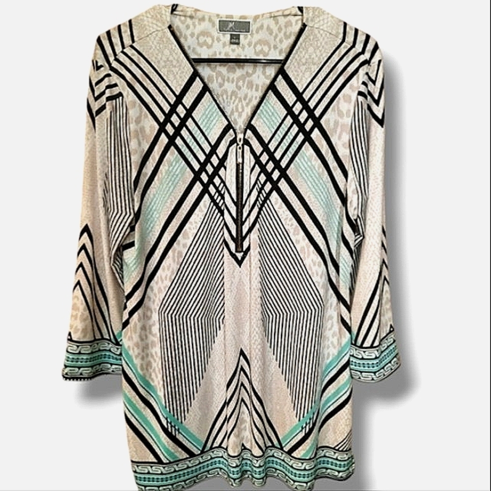 JM Collection zip front tunic